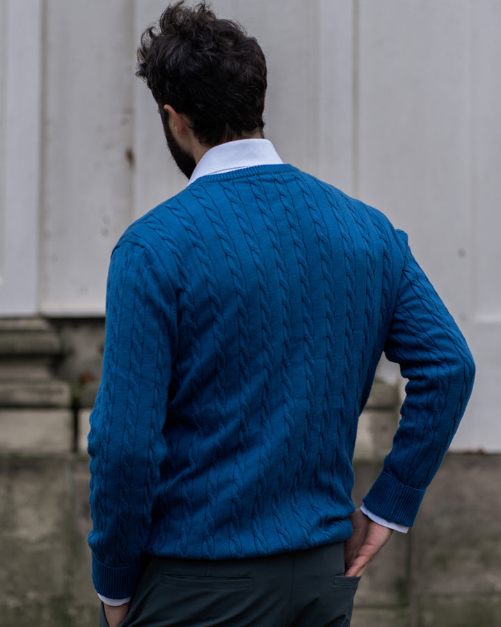 Men's Cable Knit Cotton Pullover Sweater