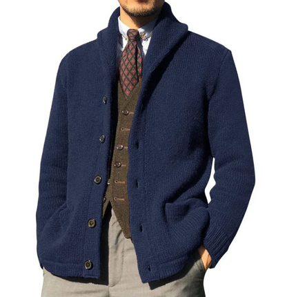 Chaqueta clásica de punto para hombre con botones, para el clima frío