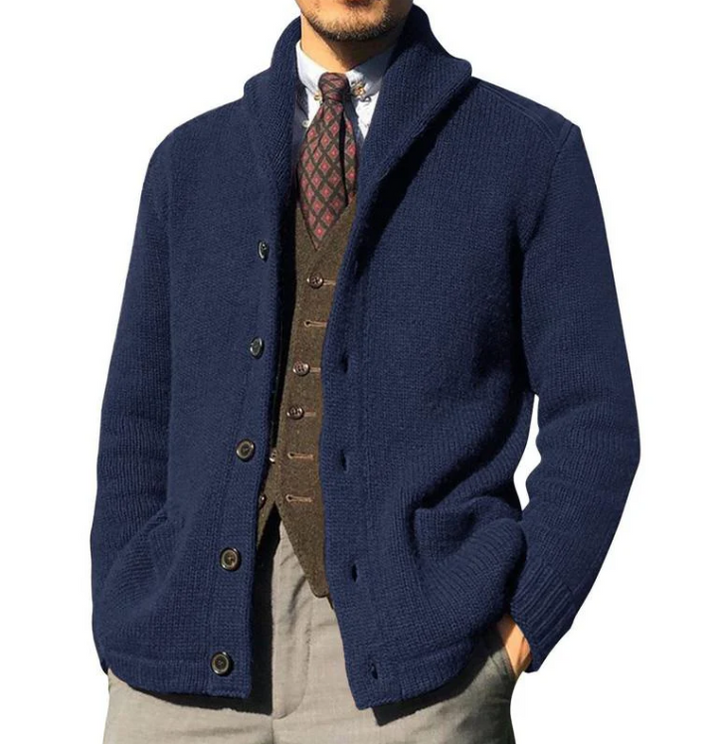 Men's Classic Knitted Jacket with Buttons