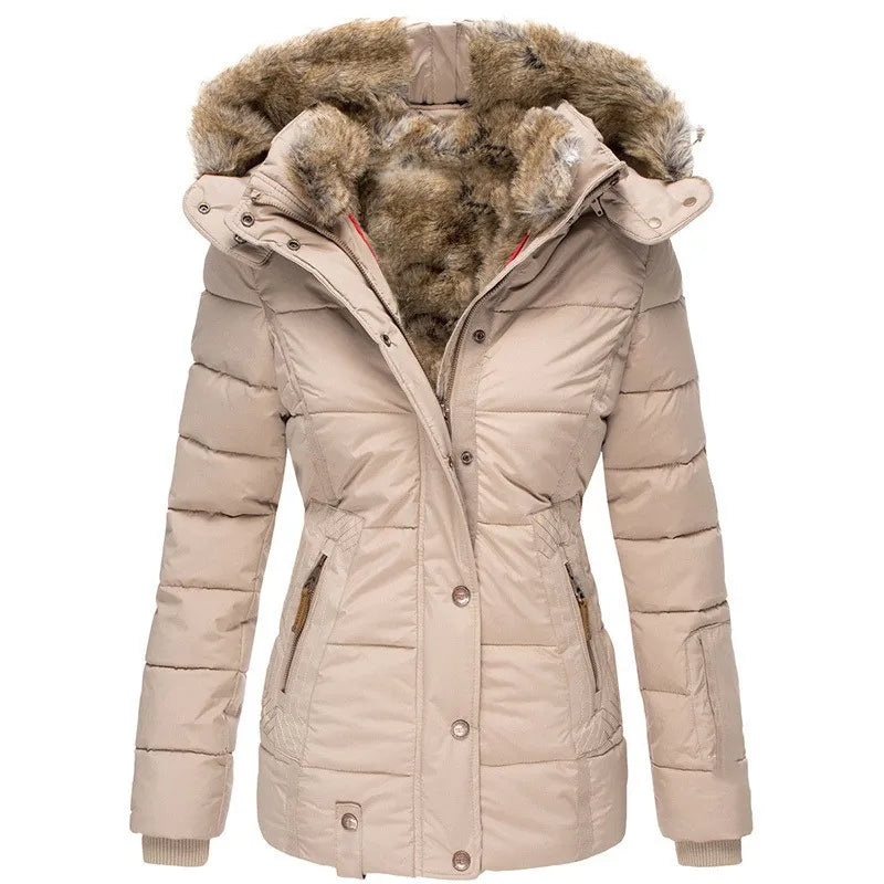 Women's Stylish Winter Coat with Fur Hood