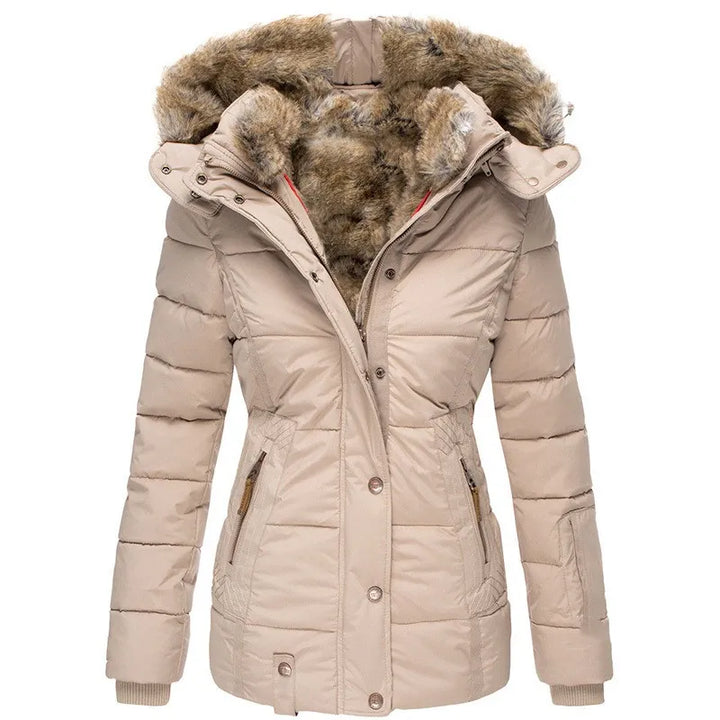 Women's Stylish Winter Coat with Fur Hood