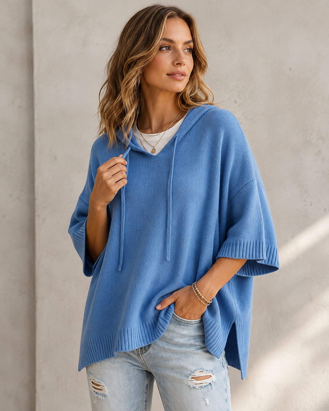 Women's Casual Hoodie with 3/4 Sleeves