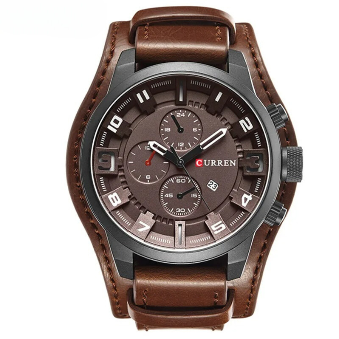 Men's Elegant Chronograph Leather Watch