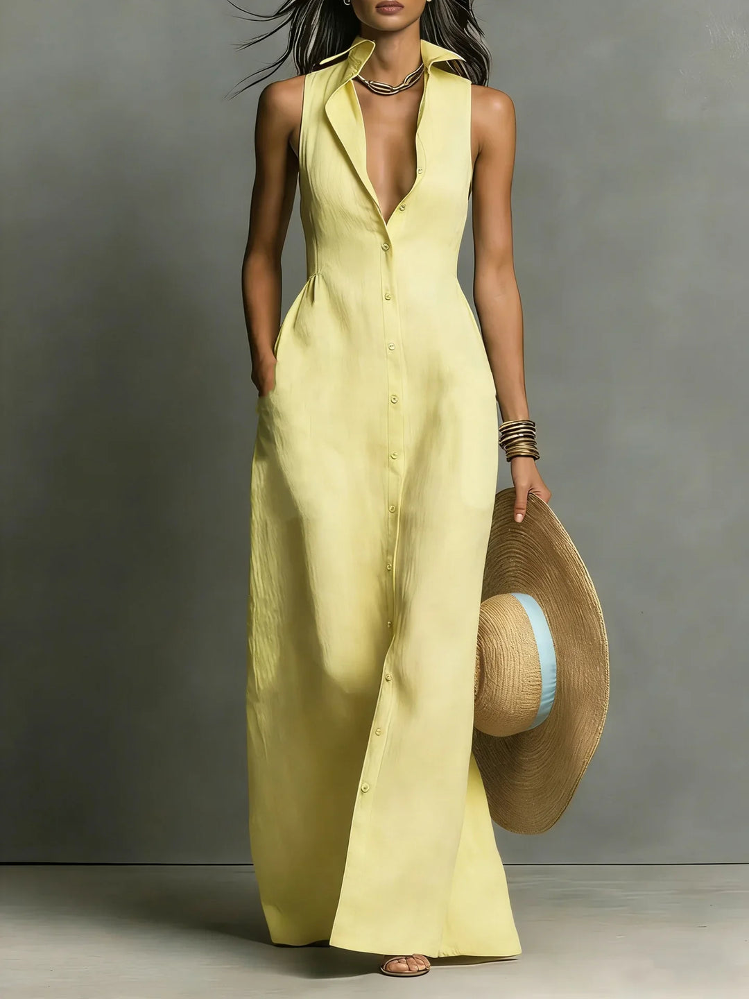 Valeria | Women's Elegant Lapel Shirt Dress-Omni Prime Goods