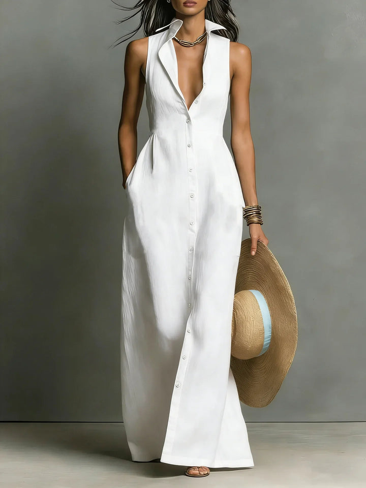 Valeria | Women's Elegant Lapel Shirt Dress-Omni Prime Goods