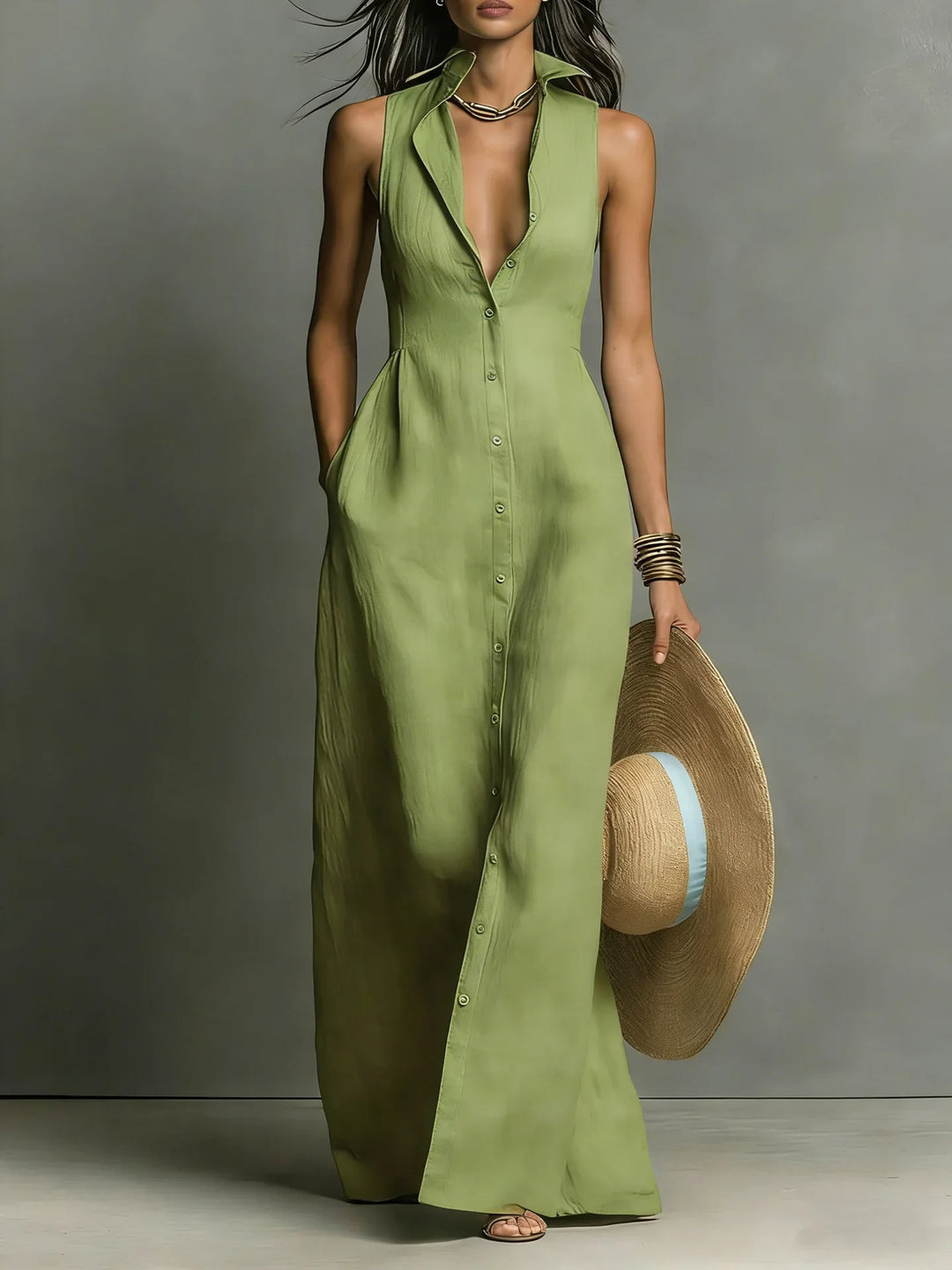 Valeria | Women's Elegant Lapel Shirt Dress-Omni Prime Goods