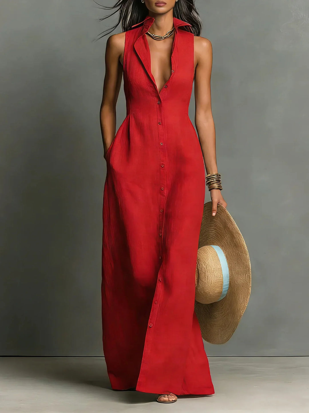 Valeria | Women's Elegant Lapel Shirt Dress-Omni Prime Goods