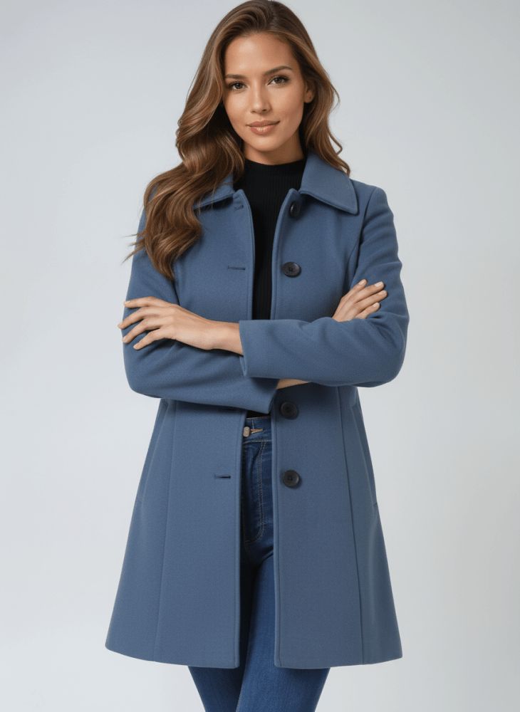 Women's Winter Coat with Single-Button Closure