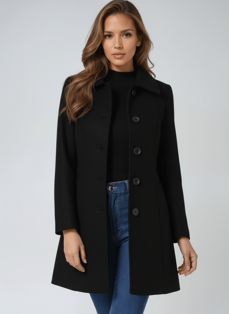 Women's Winter Coat with Single-Button Closure
