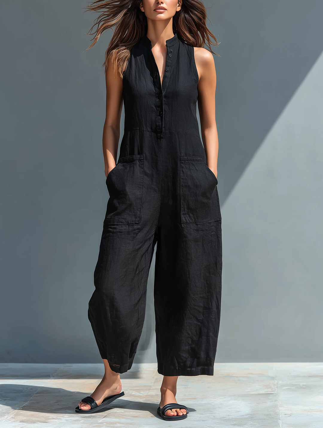 Viola | Women's Sleeveless Loose-Fitting Jumpsuit-Omni Prime Goods