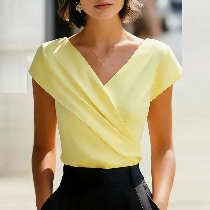 Viviana | Women's Wrap Front V Neck Blouse-Omni Prime Goods