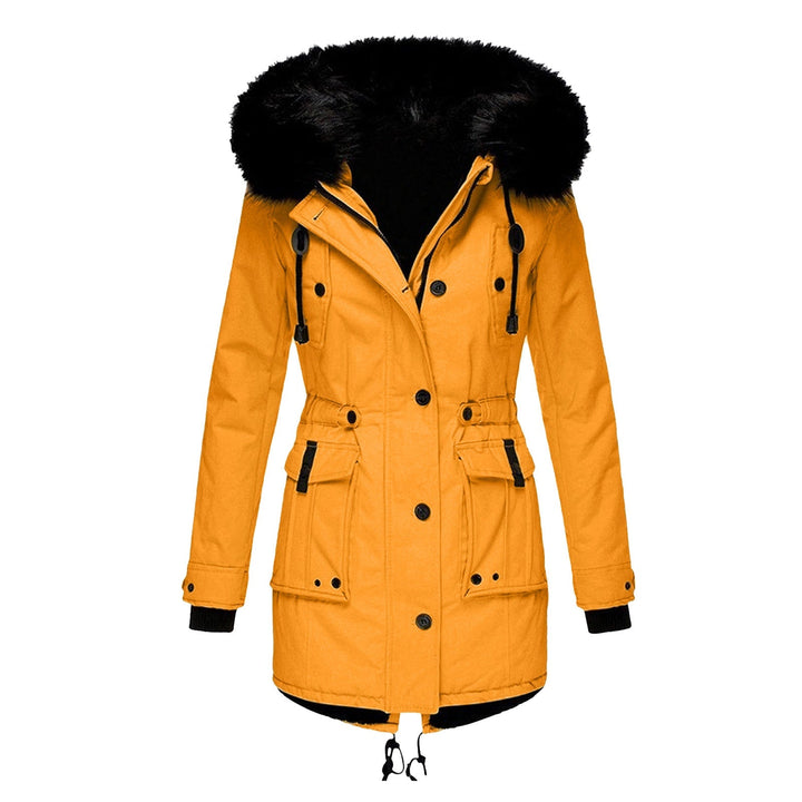 Women's Hooded Parka with Buttons and Pockets