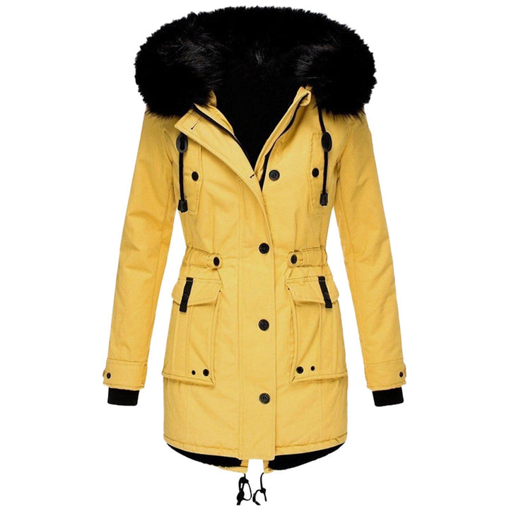 Women's Hooded Parka with Buttons and Pockets