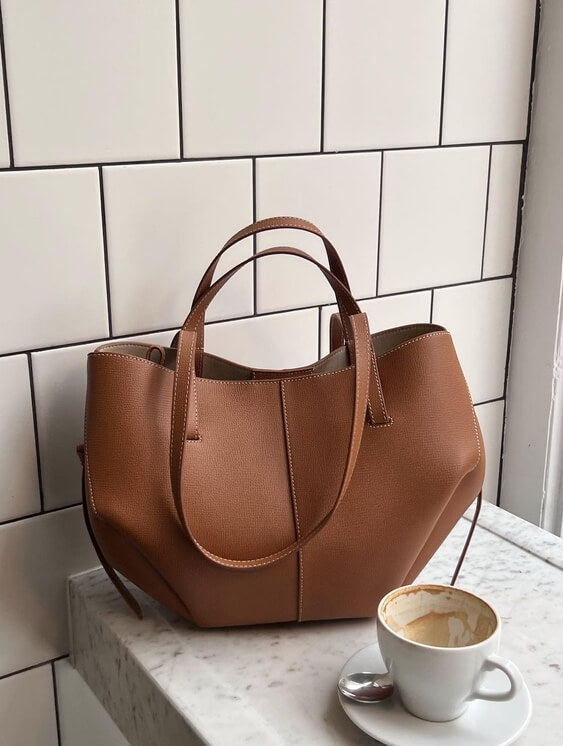 Caroline | Women's Oversized Structured Leather Tote Bag