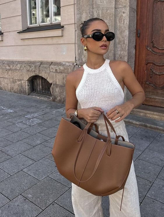 Caroline | Women's Oversized Structured Leather Tote Bag