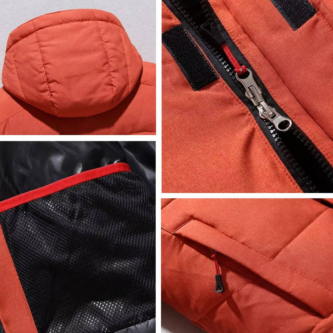 Men's Hooded Winter Jacket with Weather-Resistant Shell Design
