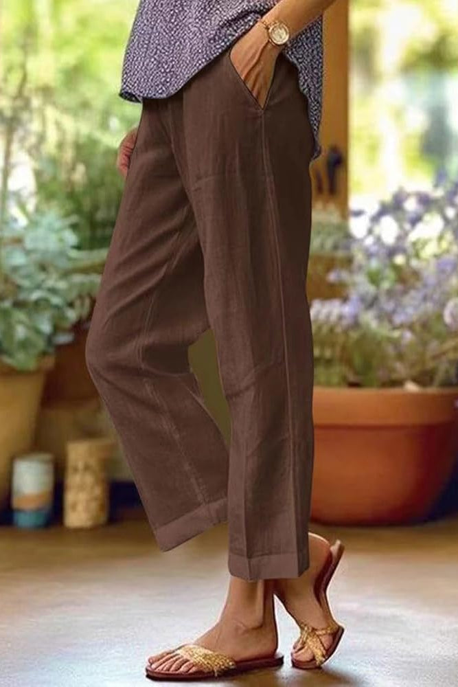 Women's Basic Side Pocket Summer Trousers-Omni Prime Goods