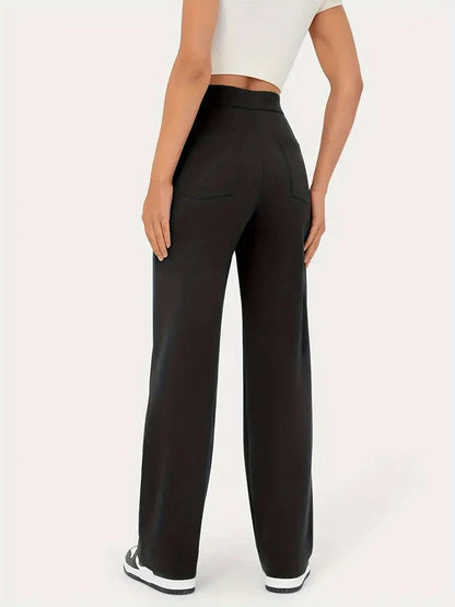Women's Black Straight Leg Trousers for Winter-Omni Prime Goods