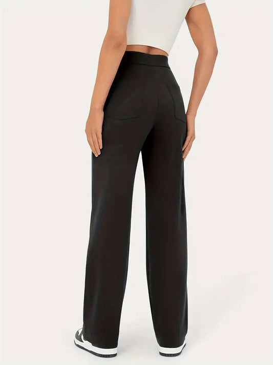 Women's Black Straight Leg Trousers for Winter-Omni Prime Goods