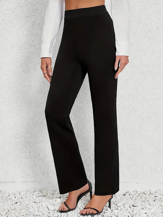 Women's Black Straight Leg Winter Trousers-Omni Prime Goods