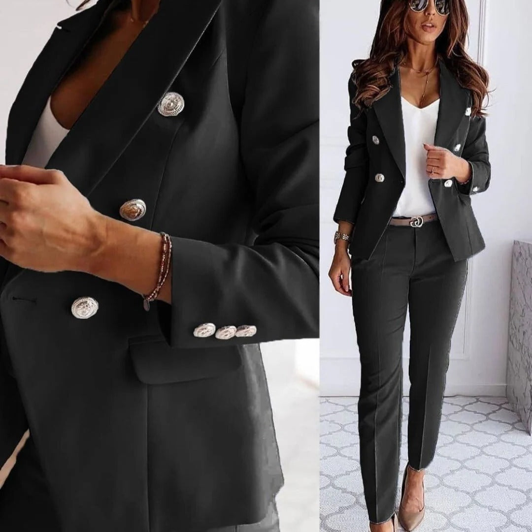 Women's Blazer and Tailored Pants Outfit Set-Omni Prime Goods