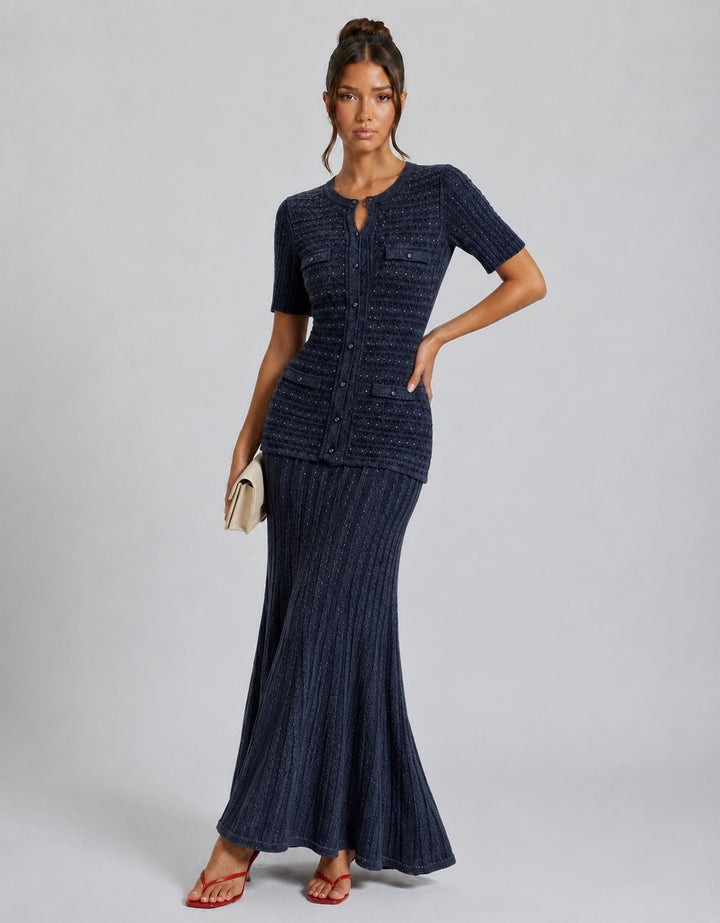 Women's Button Front Round Neck Two Piece Outfit-Omni Prime Goods