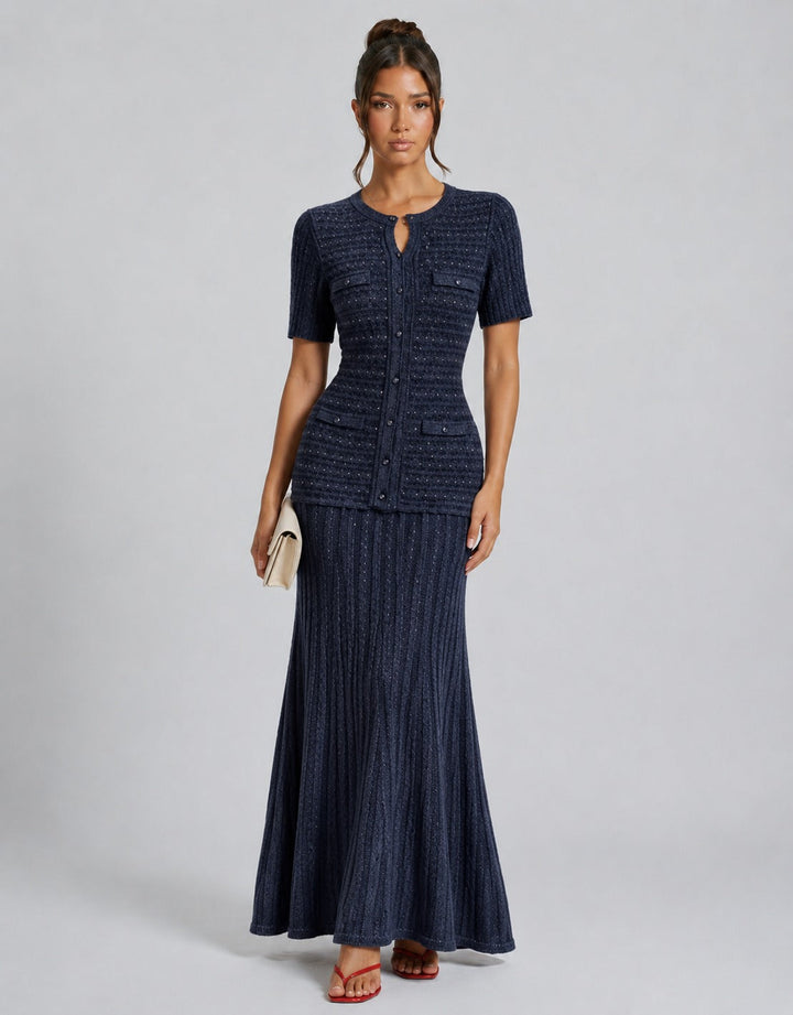 Women's Button Front Round Neck Two Piece Outfit-Omni Prime Goods