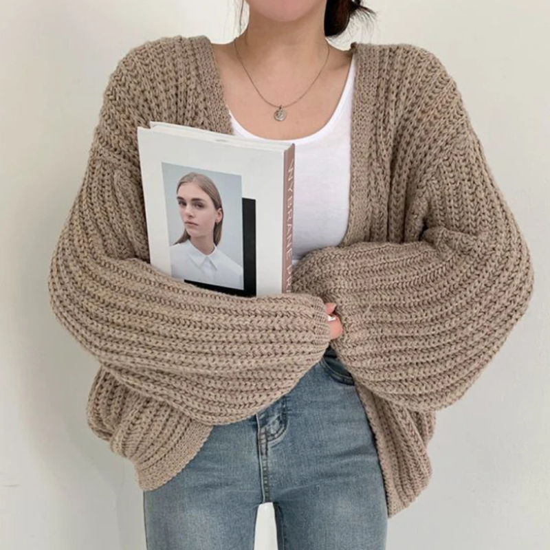 Women's Classic Lantern Sleeve Cardigan-Omni Prime Goods