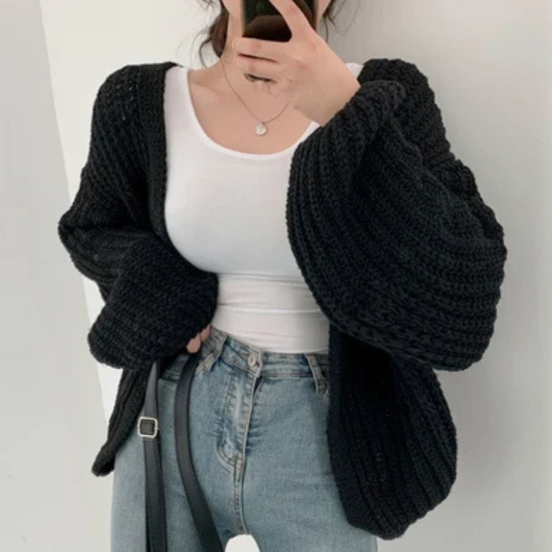 Women's Classic Lantern Sleeve Cardigan-Omni Prime Goods