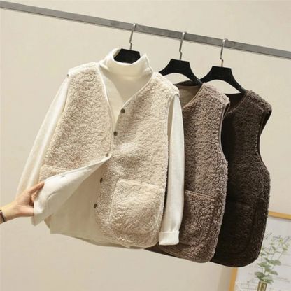Women's Cozy Sleeveless Vest with Sheepskin Effect - Light and Warm-Omni Prime Goods