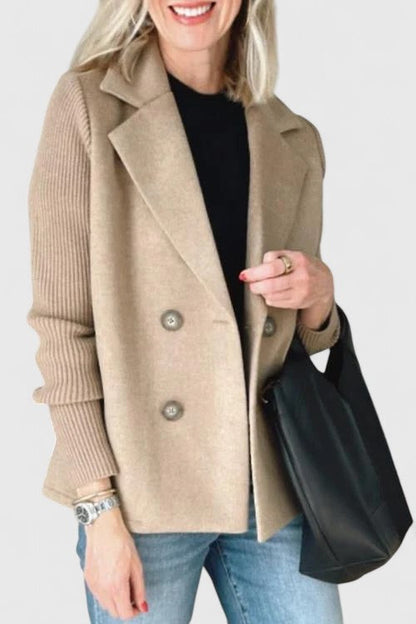 Women's Double-Breasted Contrast Blazer-Omni Prime Goods