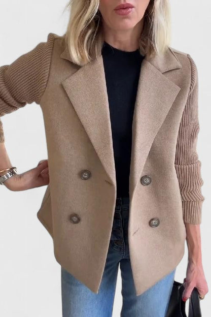 Women's Double-Breasted Contrast Blazer-Omni Prime Goods