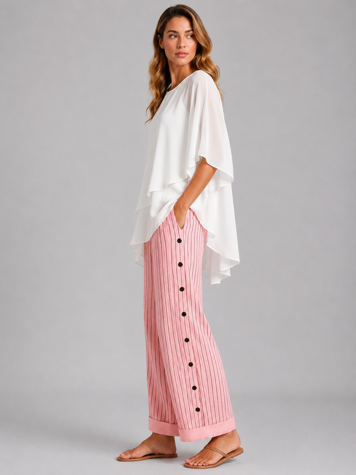 Women's Drawstring Button Summer Trousers-Omni Prime Goods