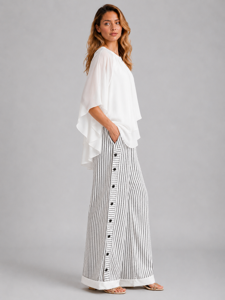 Women's Drawstring Button Summer Trousers-Omni Prime Goods