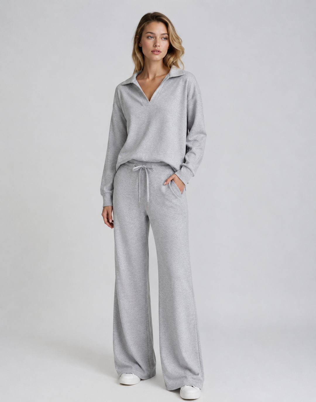 Women's Drawstring V-Neck Two Piece Outfit-Omni Prime Goods
