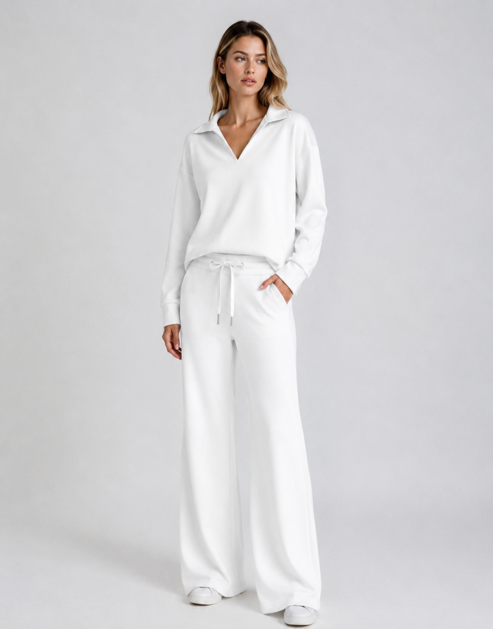 Women's Drawstring V-Neck Two Piece Outfit-Omni Prime Goods