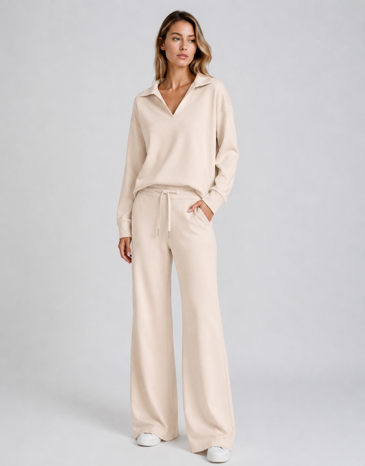 Women's Drawstring V-Neck Two Piece Outfit-Omni Prime Goods