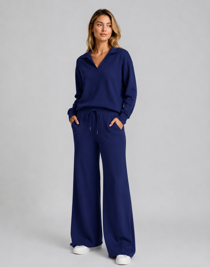 Women's Drawstring V-Neck Two Piece Outfit-Omni Prime Goods