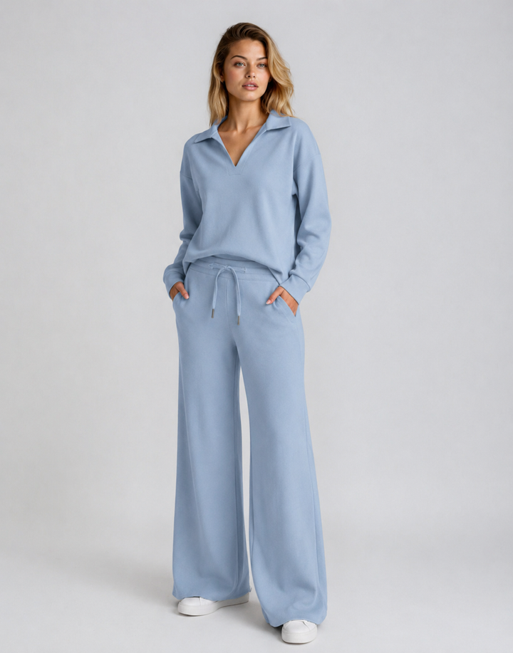 Women's Drawstring V-Neck Two Piece Outfit-Omni Prime Goods