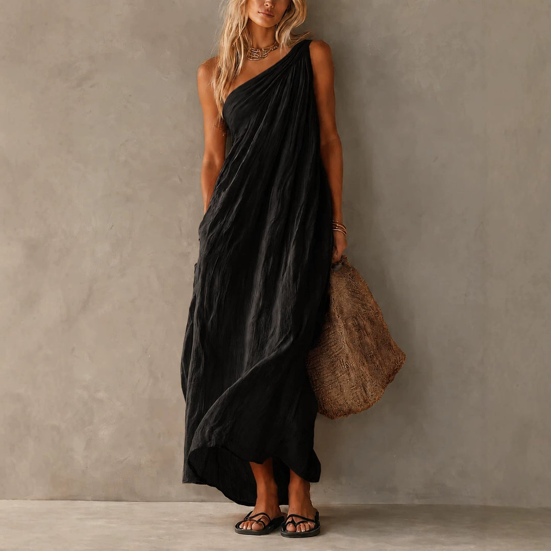Women's Elegant One Shoulder Maxi Dress for Holiday Evenings-Omni Prime Goods