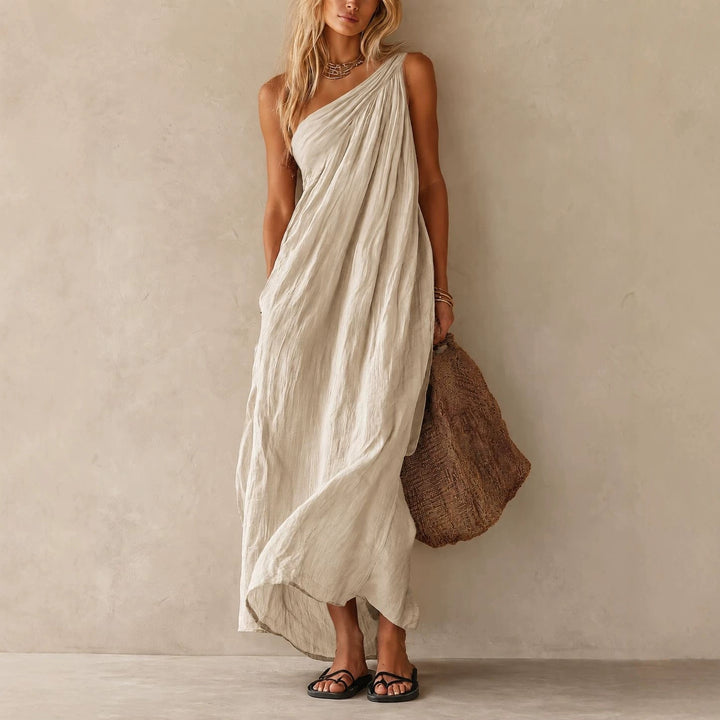 Women's Elegant One Shoulder Maxi Dress for Holiday Evenings-Omni Prime Goods