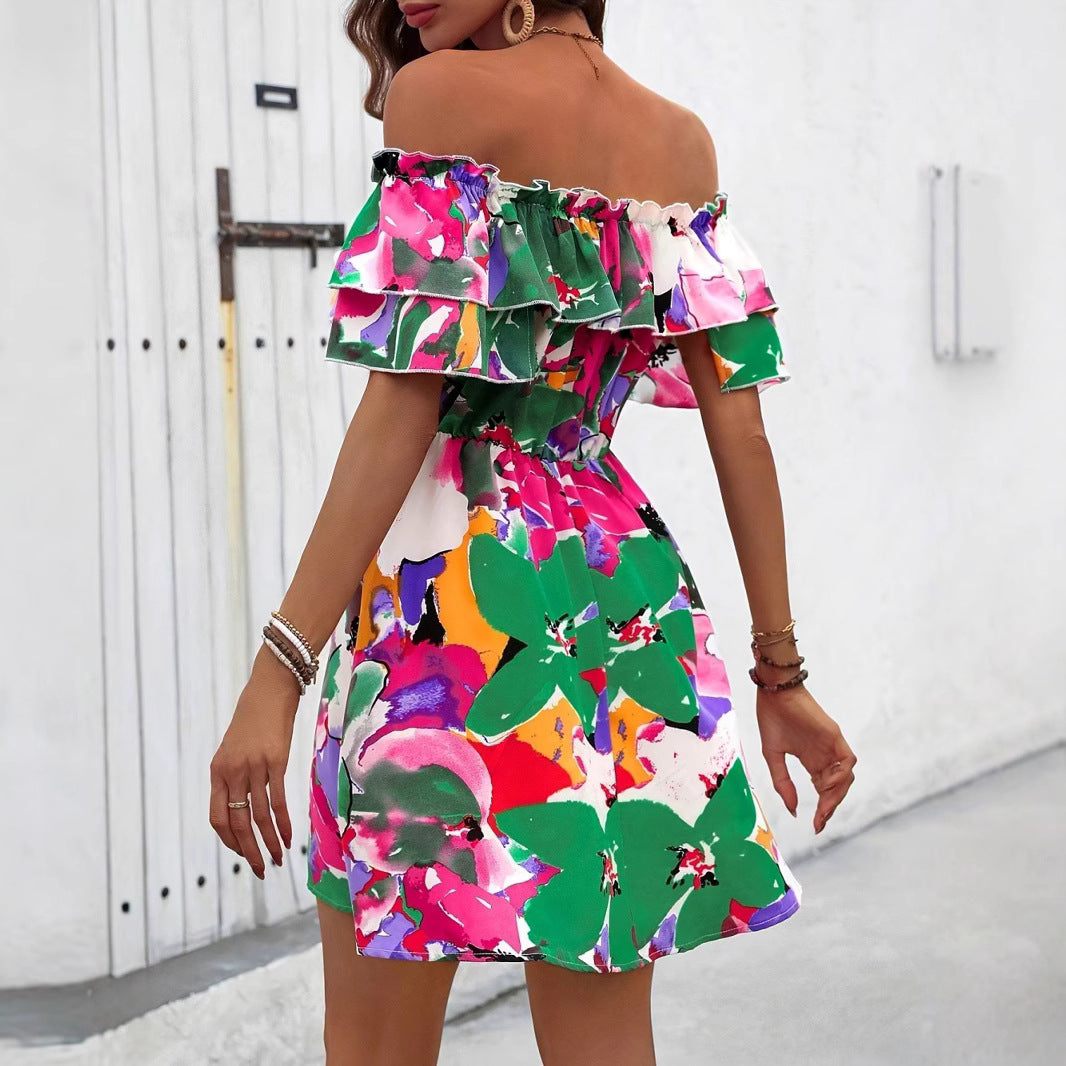 Women's Elegant Printed Wrap Midi Dress - Casual Summer Style-Omni Prime Goods