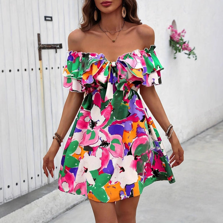 Women's Elegant Printed Wrap Midi Dress - Casual Summer Style-Omni Prime Goods