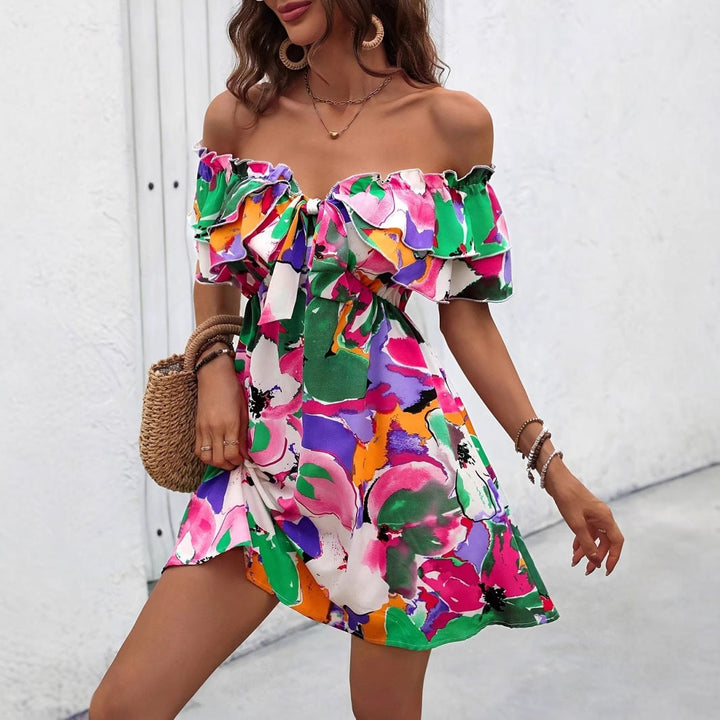 Women's Elegant Printed Wrap Midi Dress - Casual Summer Style-Omni Prime Goods