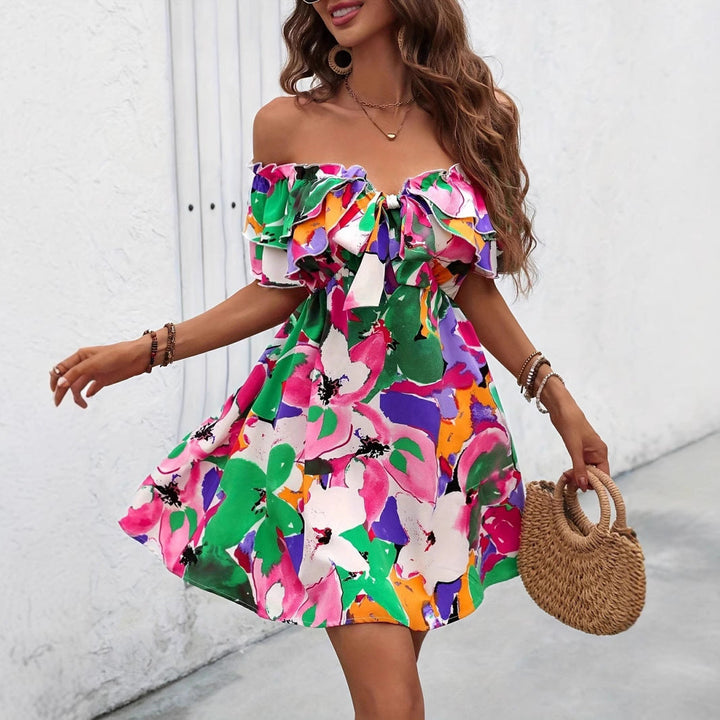 Women's Elegant Printed Wrap Midi Dress - Casual Summer Style-Omni Prime Goods