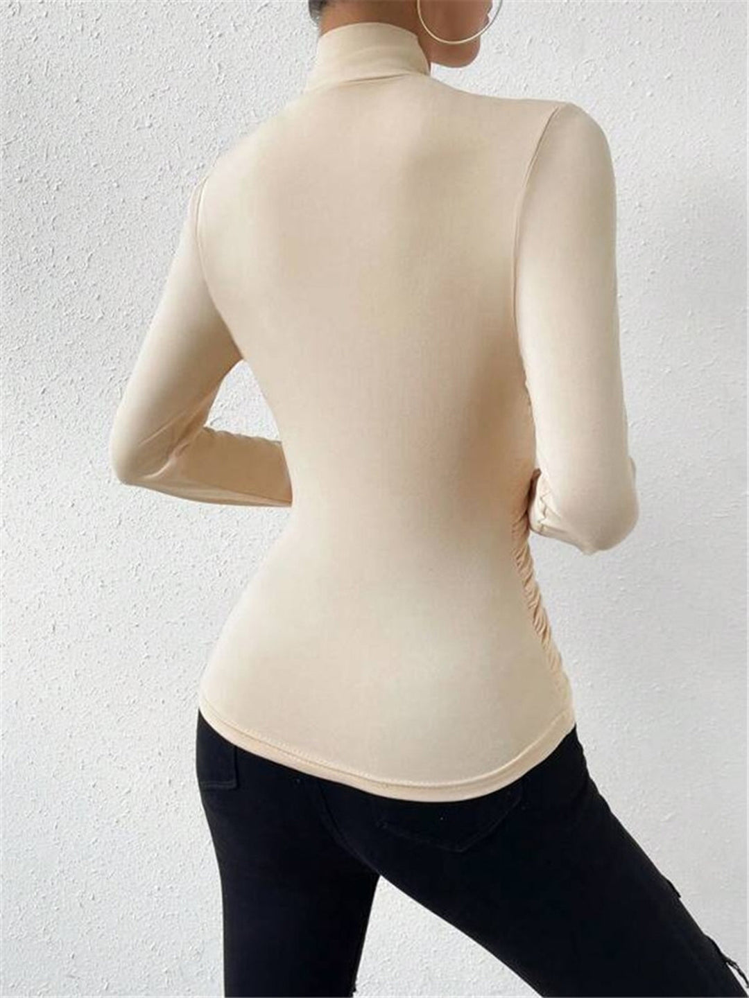 Women's Fitted Crossover Long Sleeve Top-Omni Prime Goods