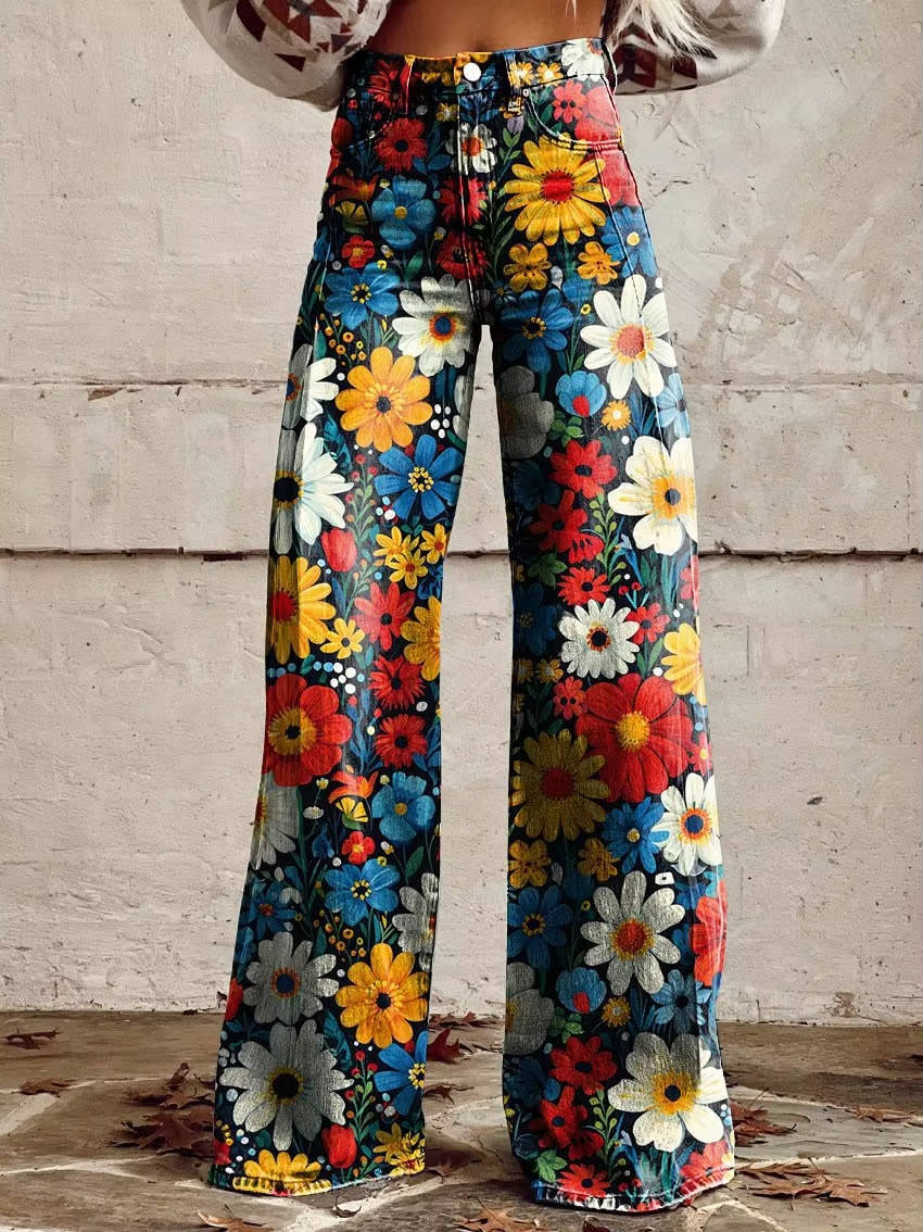 Women's Floral Print Trousers-Omni Prime Goods