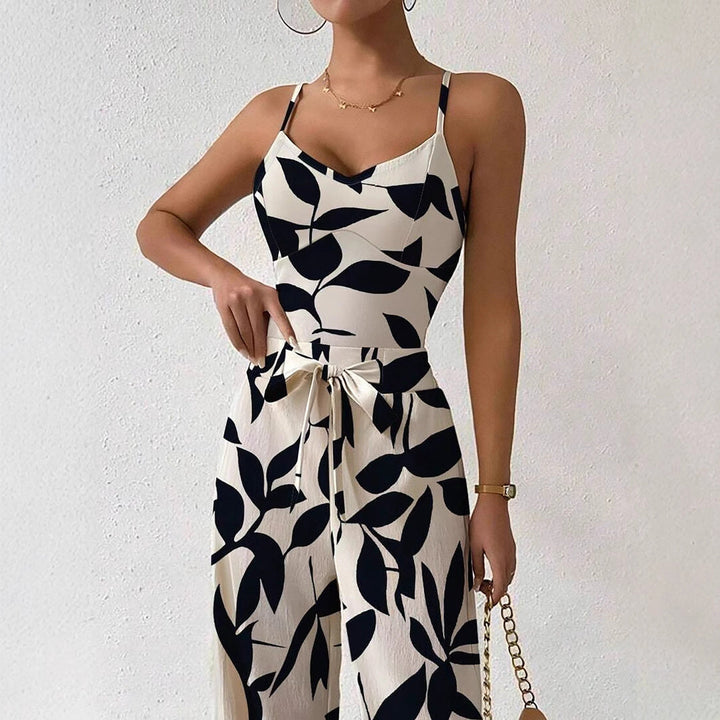 Women's Floral Print Wide Leg Jumpsuit - Casual Summer Style-Omni Prime Goods