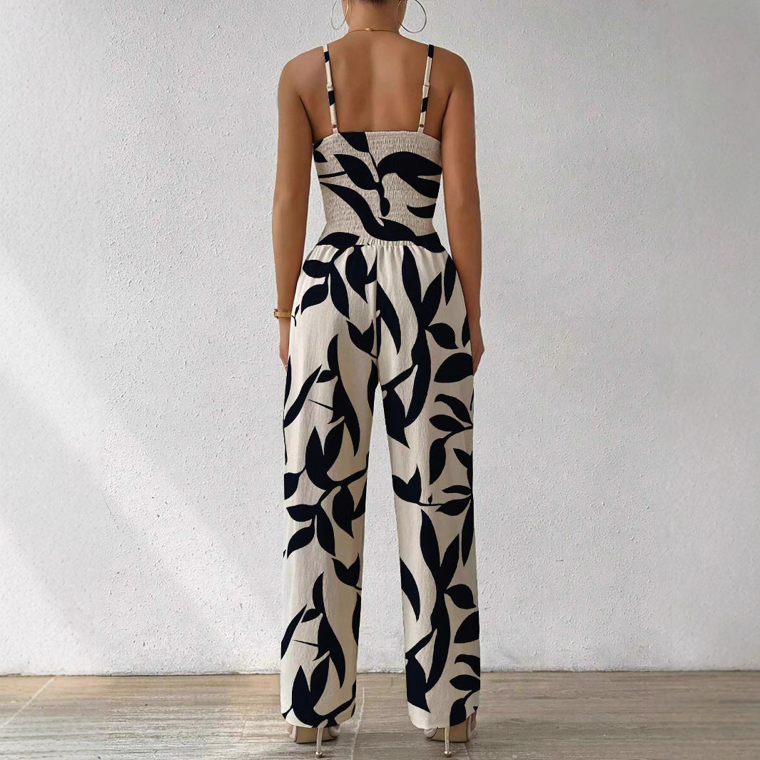Women's Floral Print Wide Leg Jumpsuit - Casual Summer Style-Omni Prime Goods