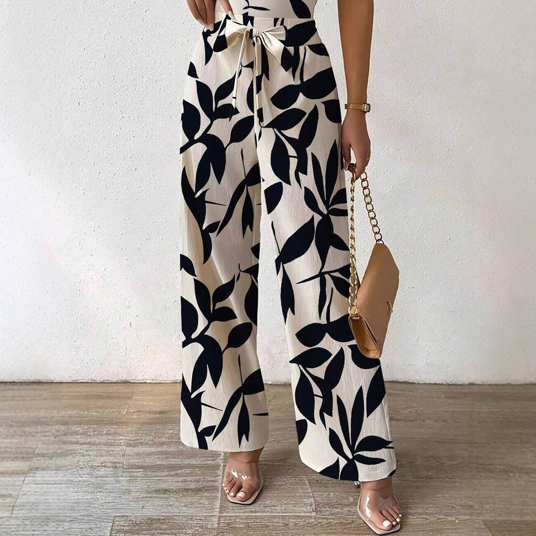 Women's Floral Print Wide Leg Jumpsuit - Casual Summer Style-Omni Prime Goods
